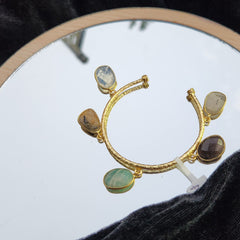 Multi-Gemstone Gold-Tone Cuff