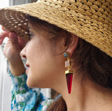 Red Pyramid Earrings