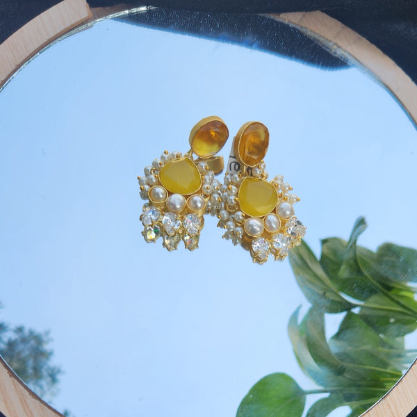 Elegant Indian-Inspired Yellow Earrings