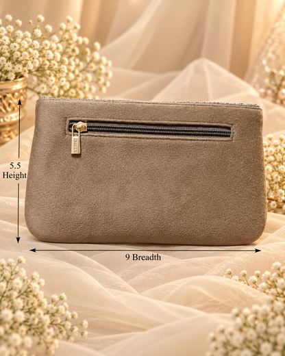 Royal Mocha Heart Embellished Bridal Clutch (Big)