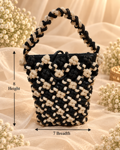Black & Ivory Beaded Handbag (Big)