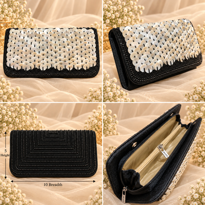 Pearl Black Beaded Clutch (Big)