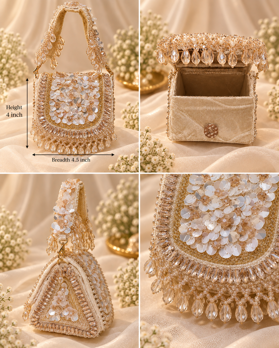 Ivory Sequin & Crystal Bridal Handbag