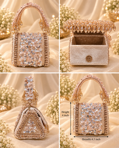 Blush Champagne Floral Beaded Bridal Bag