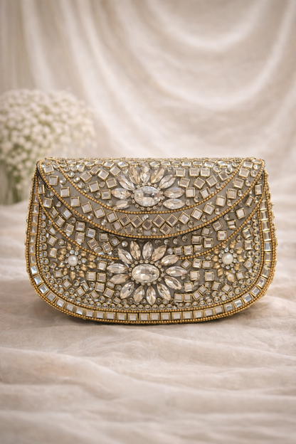 Crystal Kundan Clutch - Big