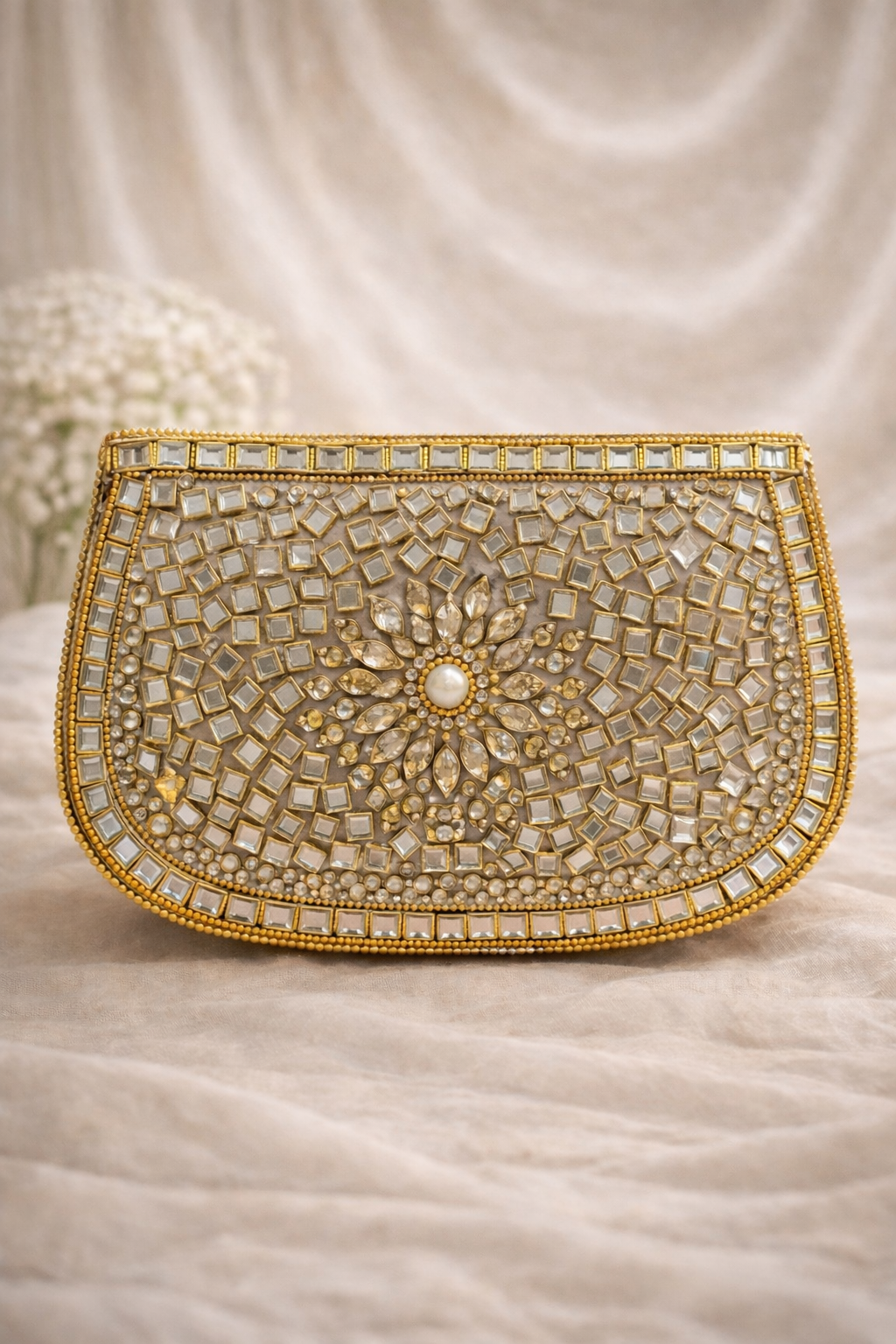 Crystal Kundan Clutch - Big