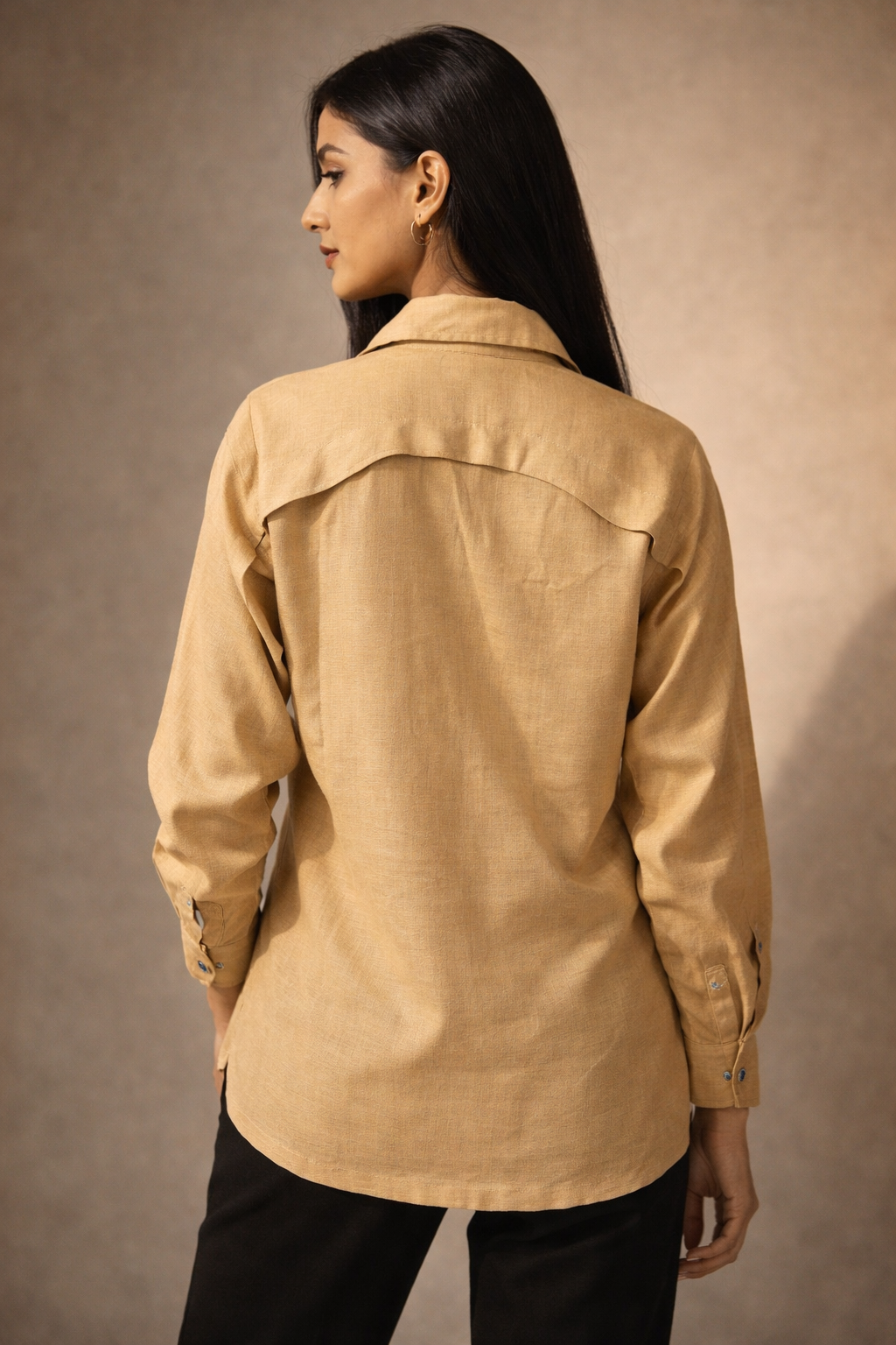 Yellow Flap Heart Linen Shirt