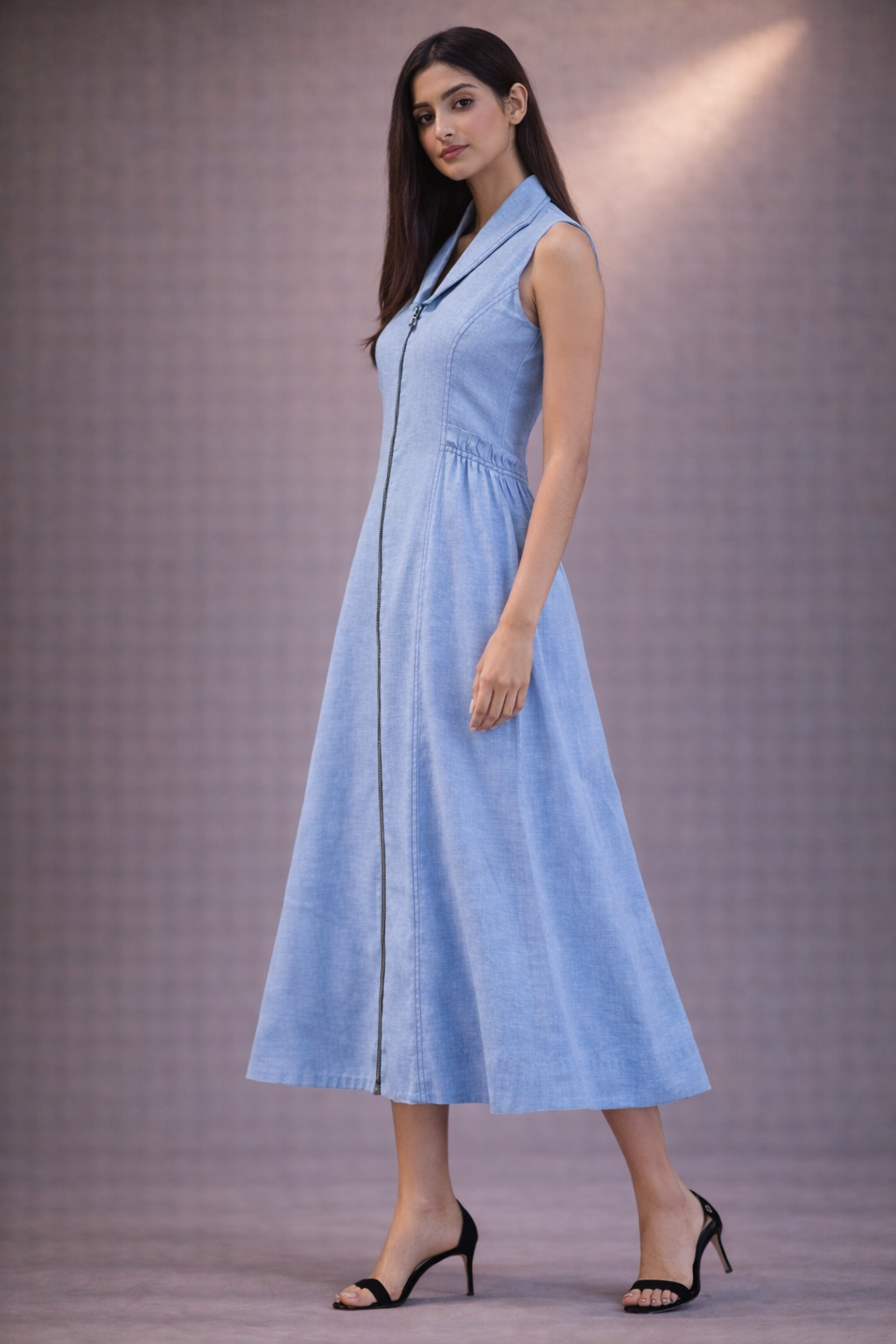 Blue Long Zip Dress