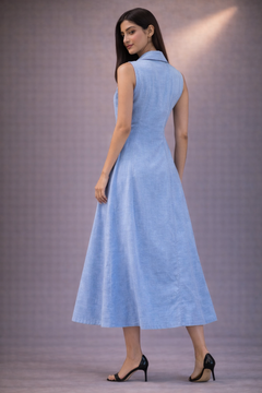 Blue Long Zip Dress