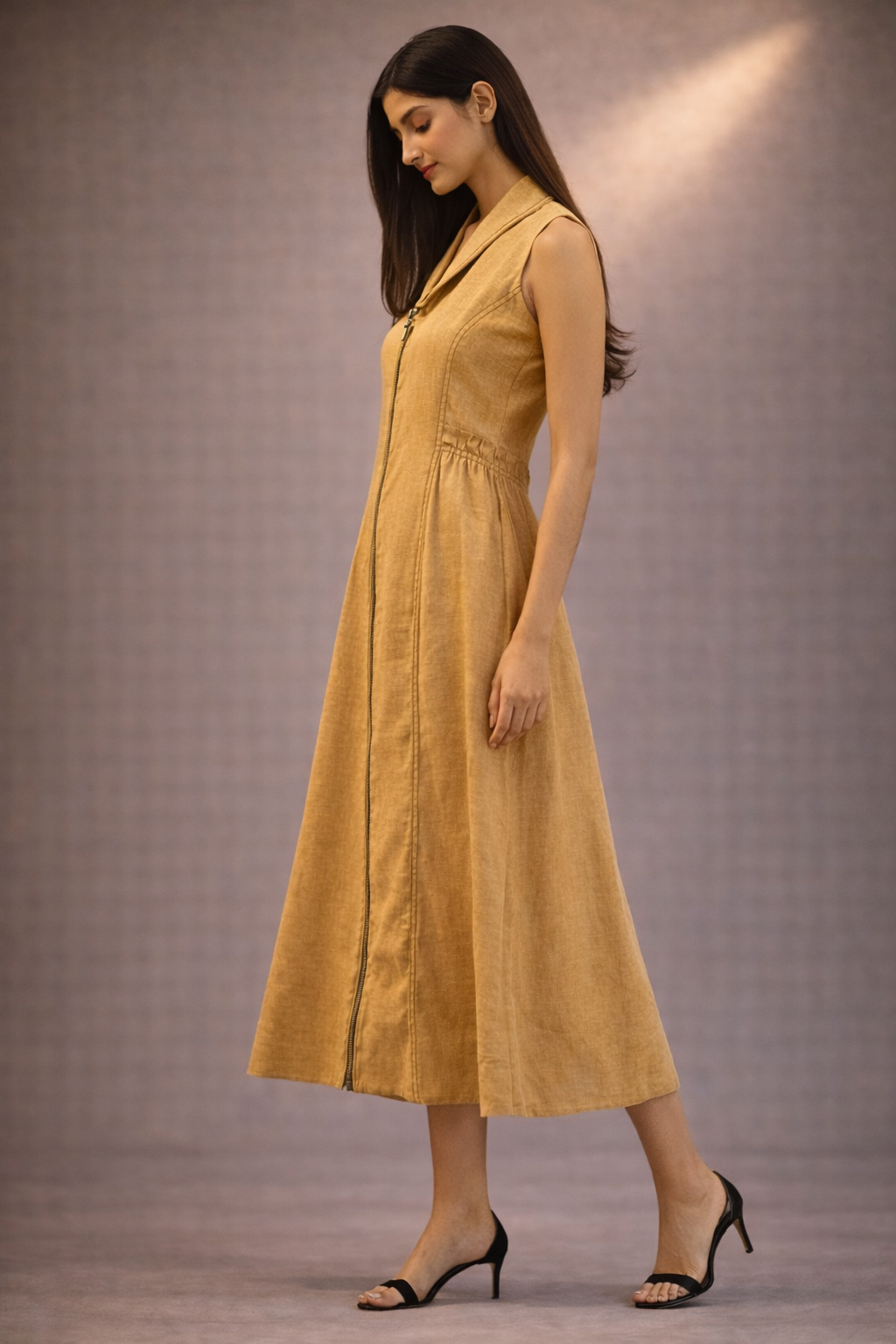 Yellow Long Zip Dress
