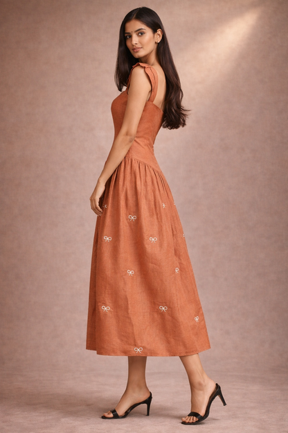Bow Rust Orange Dress