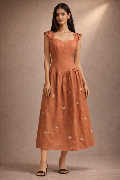 Bow Rust Orange Dress
