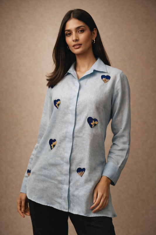 Powder Blue Heart All Over