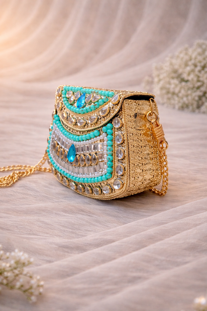 Aqua Heritage Clutch (Mini)