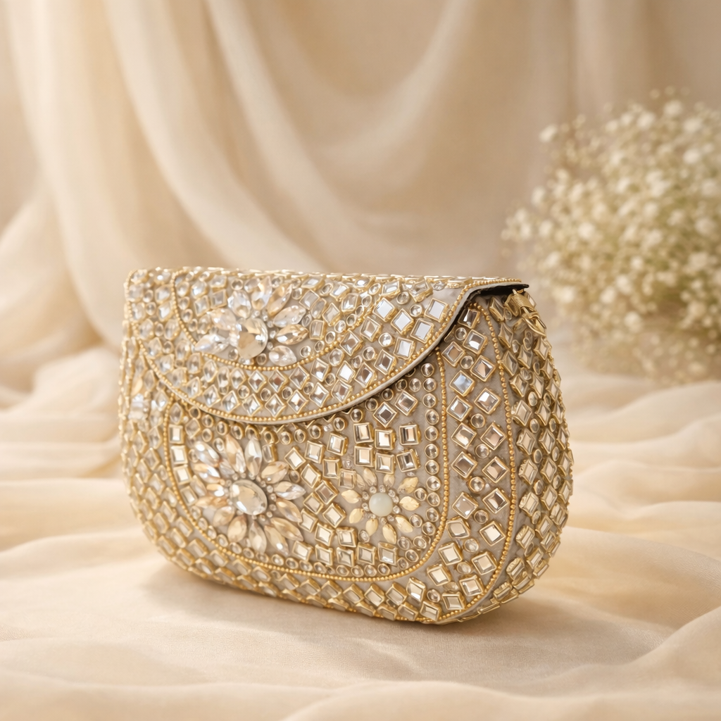 Crystal Kundan Clutch - Big
