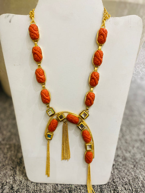 CASCADING CARVED CORAL NECKLACE