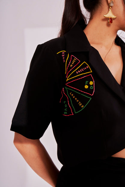 BLACK PIE CHART SKIRT SET