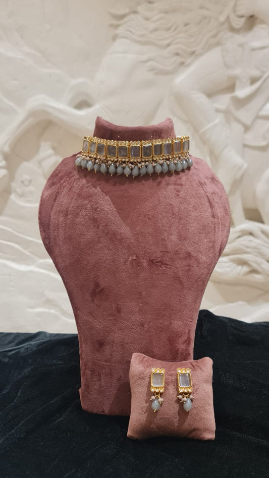 Grey neck choker
