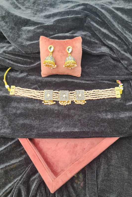 Choker Square Style Nude Pink
