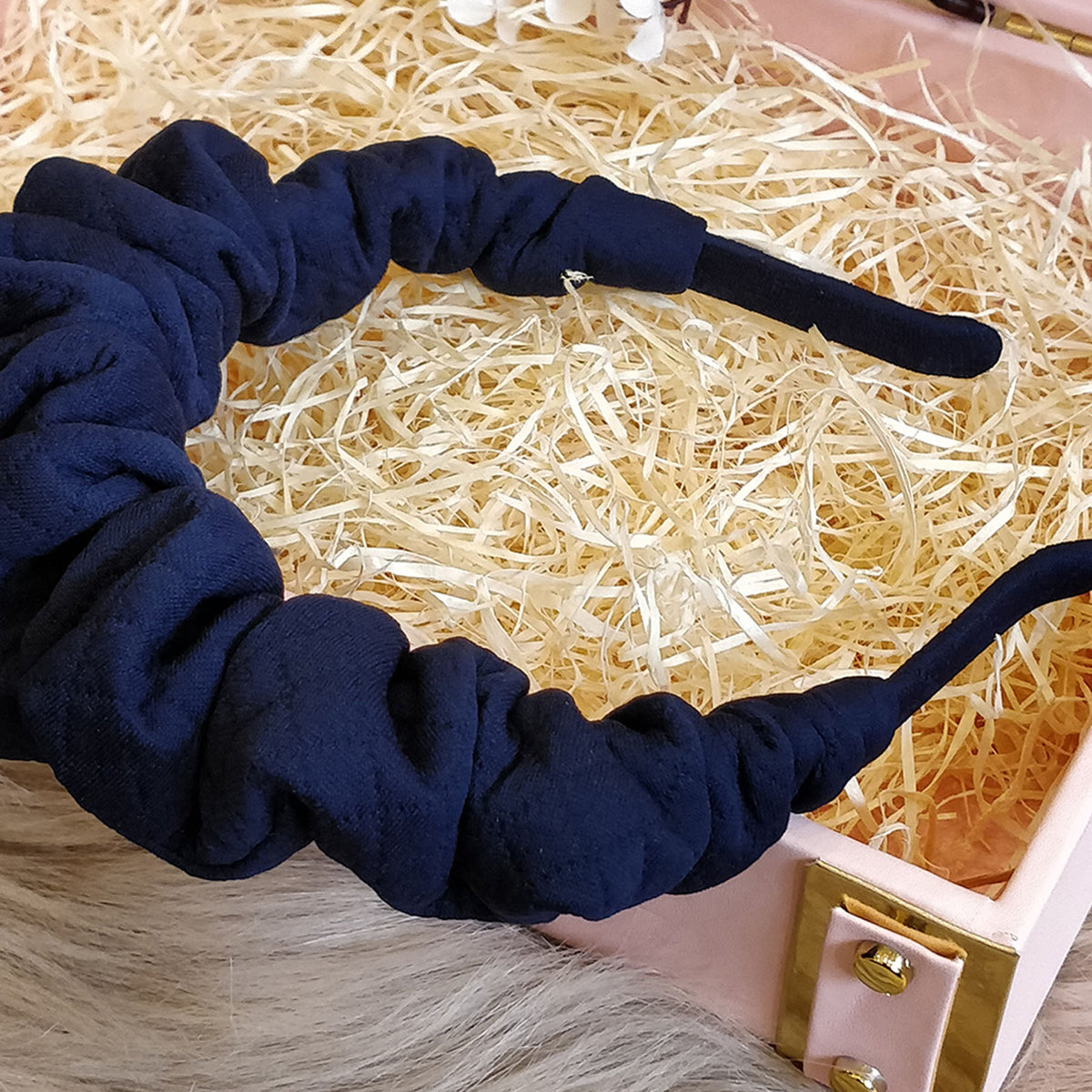 Navy Blue Scrunchy Headband Only