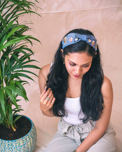 2 In 1 Denim Galaxy Hairband Cum Bandana