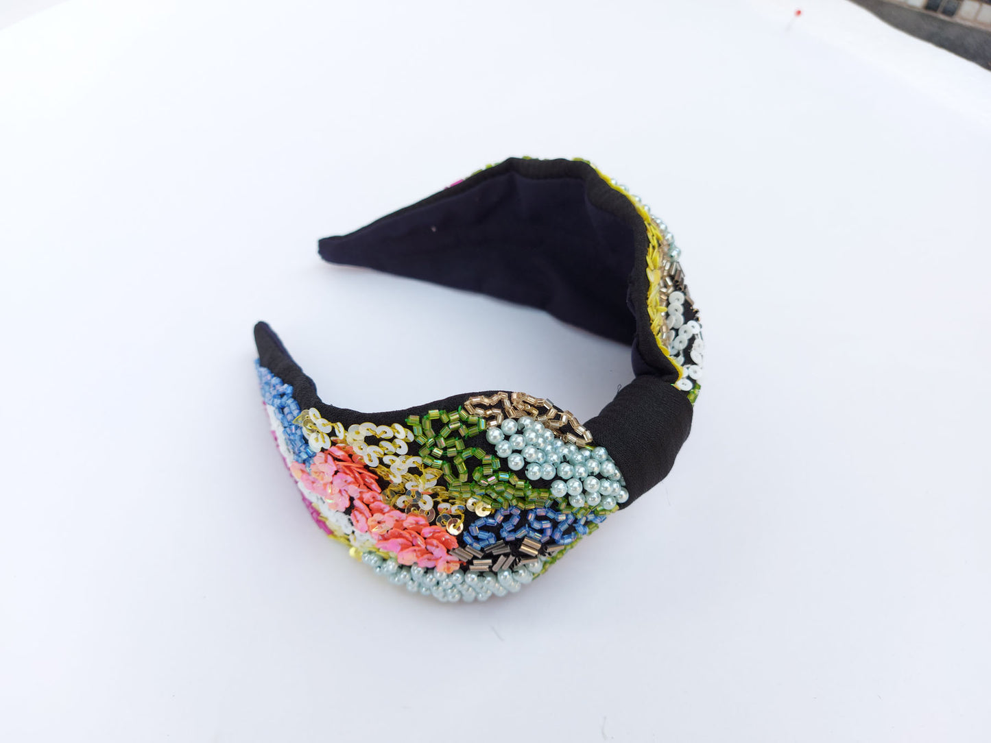Multi Colors Stones In Black Hairband