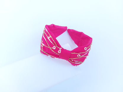 Peppy Strings In Fuchsia Hairband Cum Bandana
