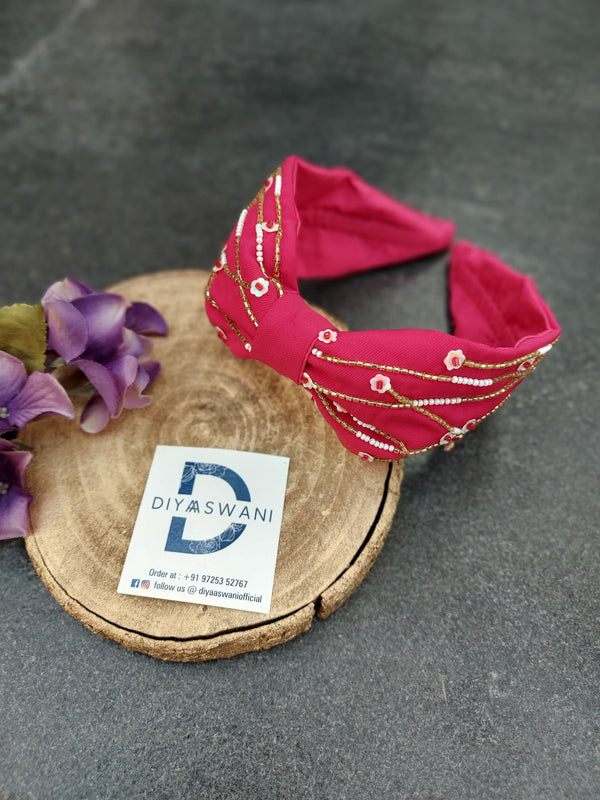 Peppy Strings In Fuchsia Hairband Cum Bandana