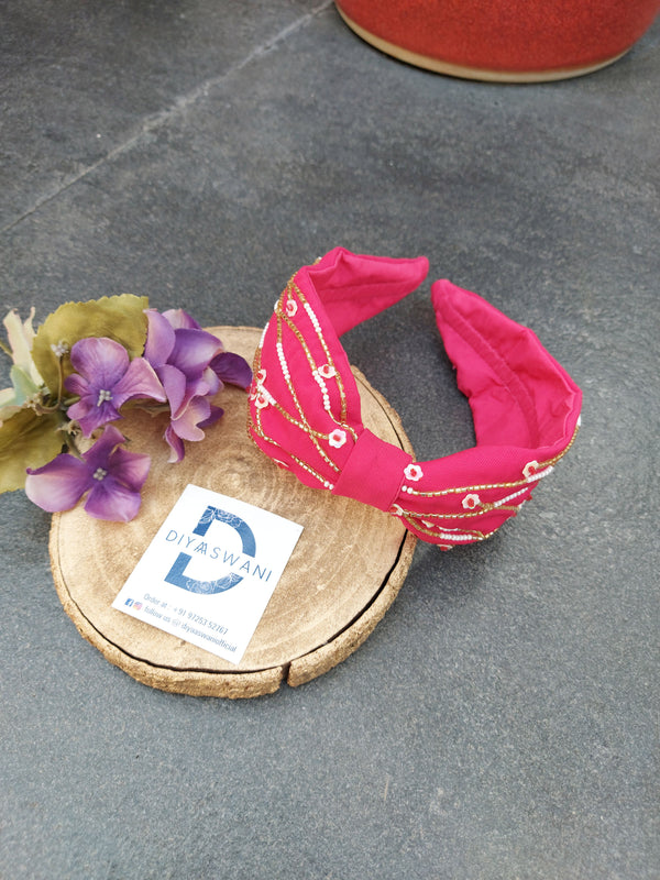 Peppy Strings In Fuchsia Hairband Cum Bandana