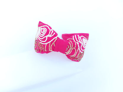 Rosette In Fuchsia Hairband Cum Bandana