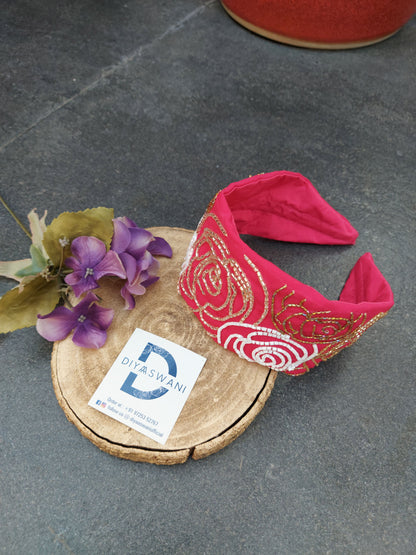 Rosette In Fuchsia Hairband Cum Bandana