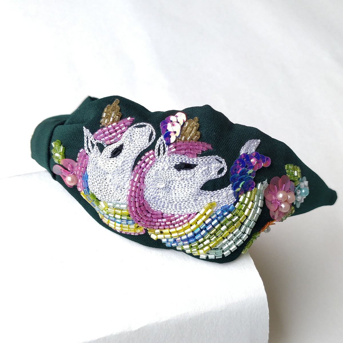 Green Double Unicorn Hairband