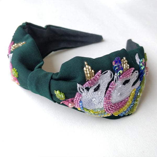 Green Double Unicorn Hairband