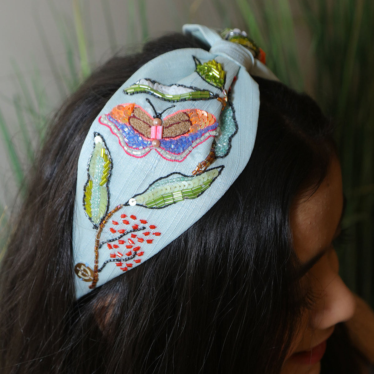 Butterfly On Green Leaves Hairband
