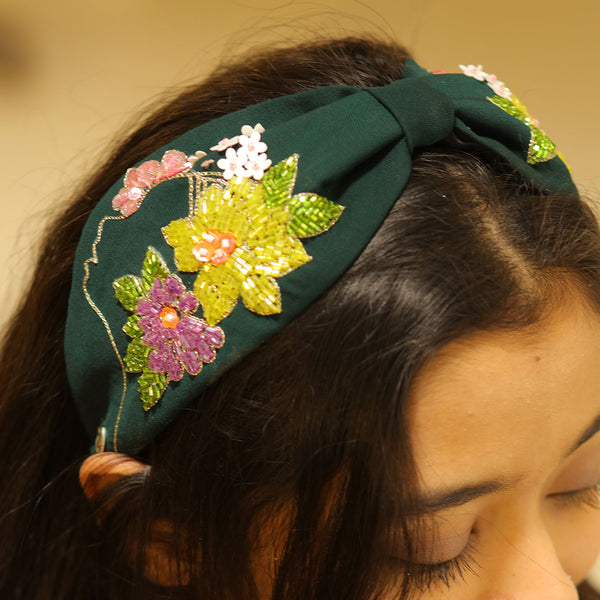 Green Flower Girl Hairband