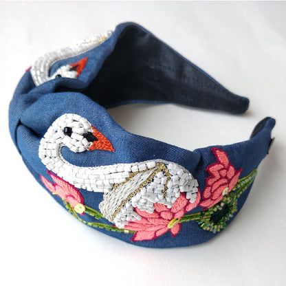Denim Swan Hairband