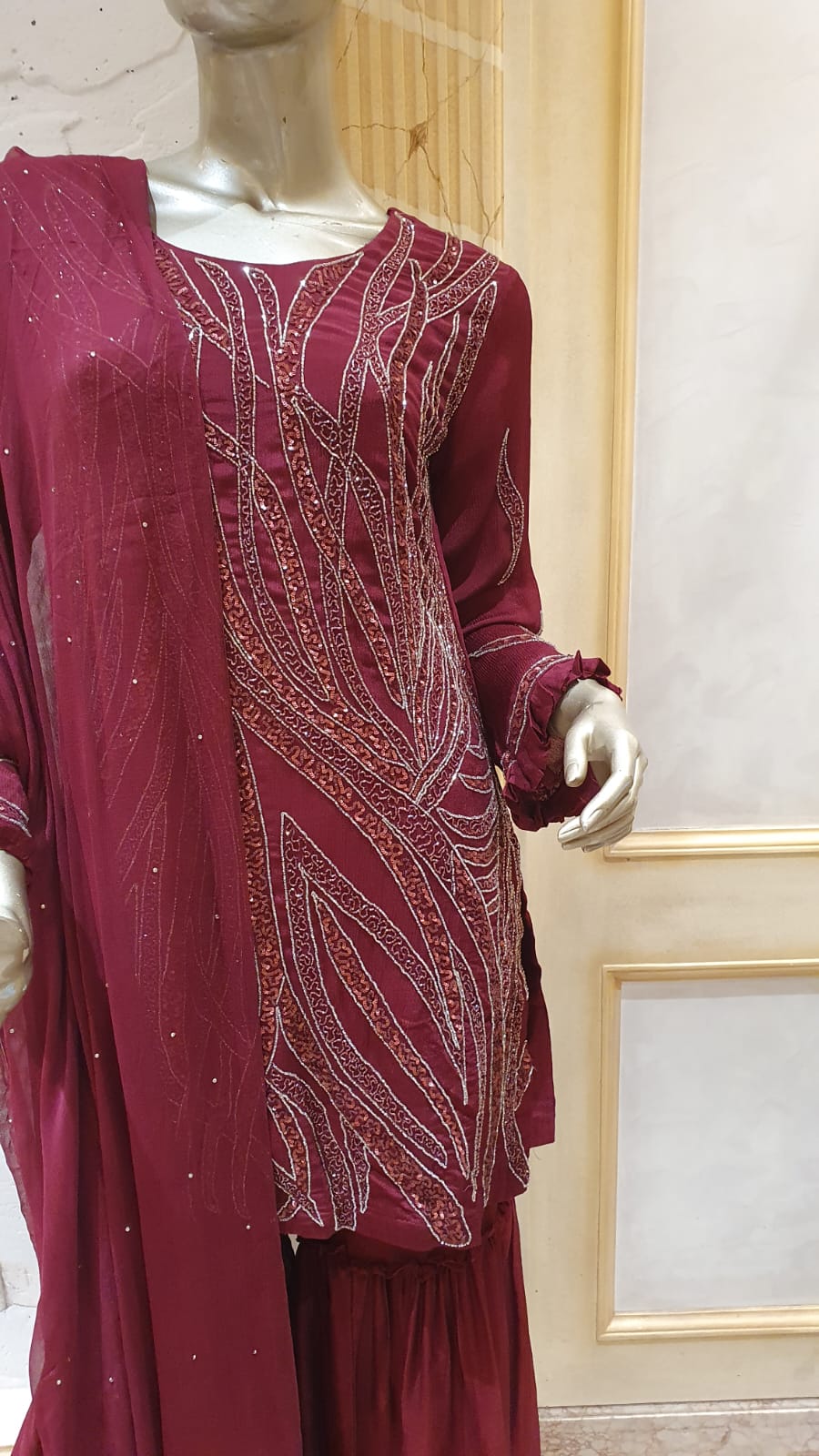 Marroon kurta set with duppata