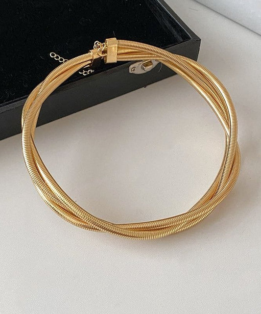 Golden Ribbed Wrap Choker