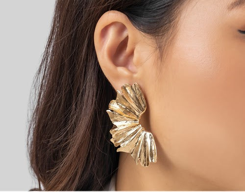 Ruffled Gold Earrings