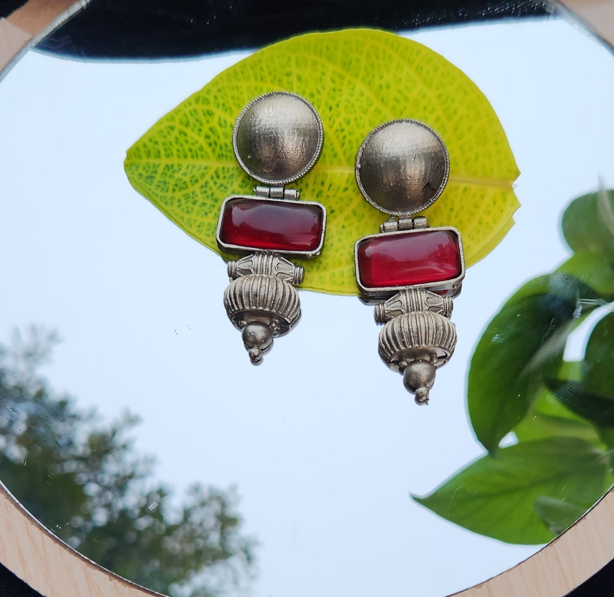 Ethnic Red Onyx Earring