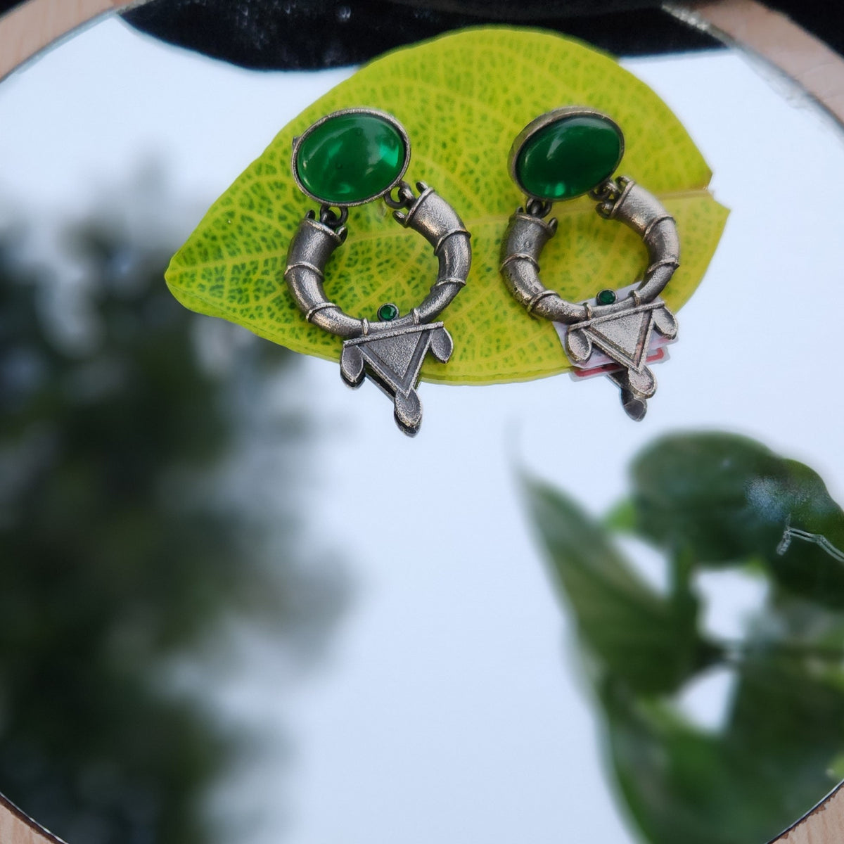 Vintage Green Gemstone Earrings