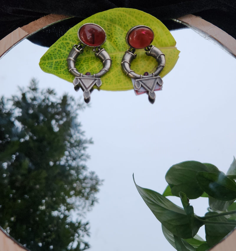 Vintage Red Gemstone Earrings