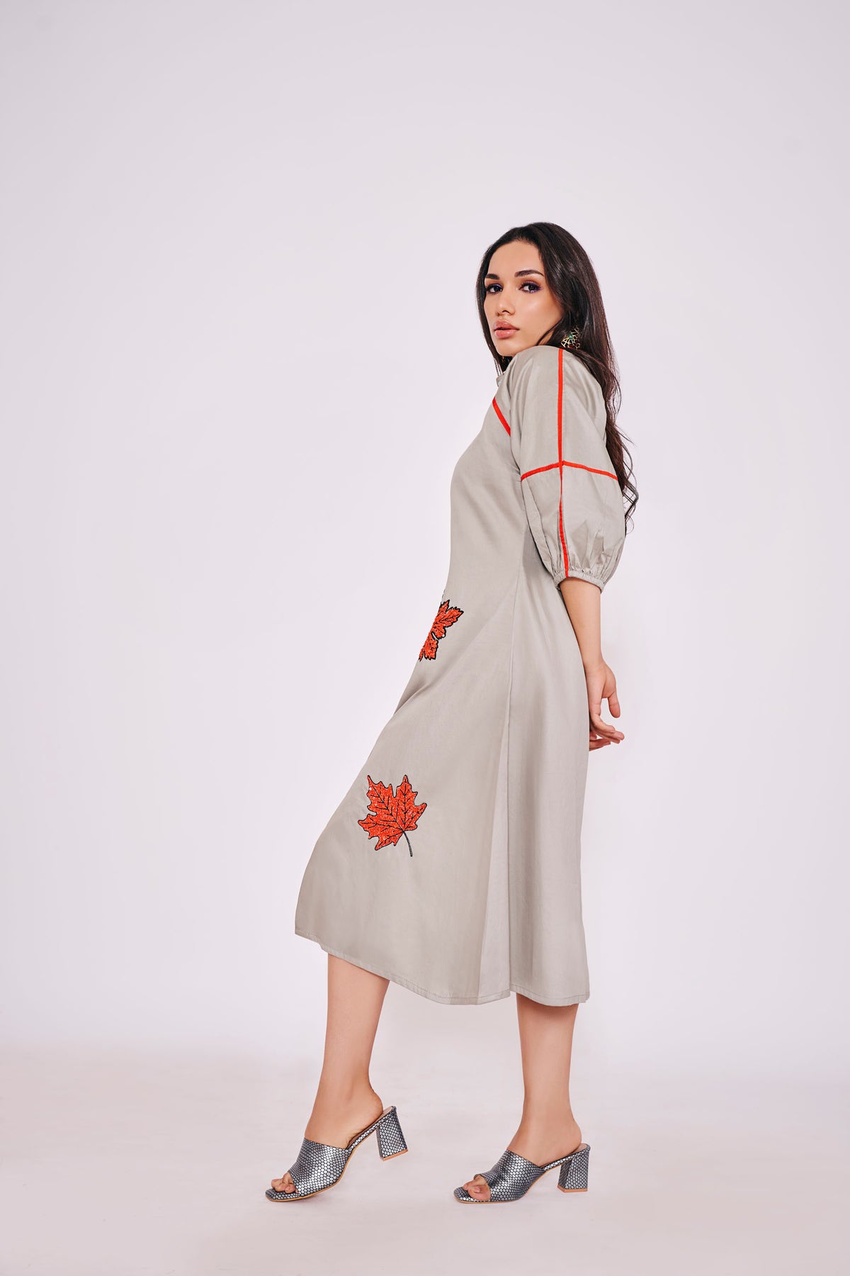 MAPLE LEAF EMBELLISHED DRESS