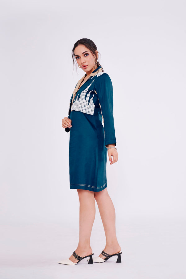 TEAL FLAP DRESS