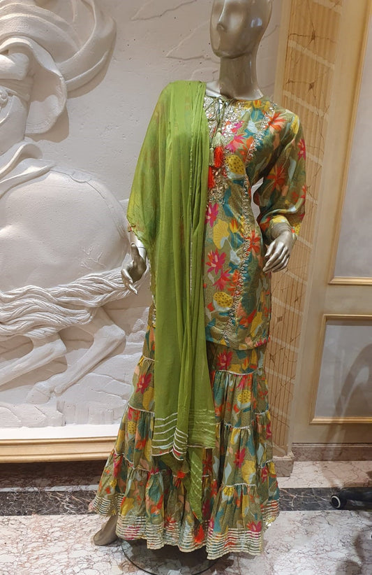 Green Sharara Set