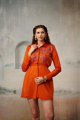 Radiant Orange Embroidered Dress