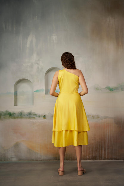 Sunny Yellow One-Shoulder Dress
