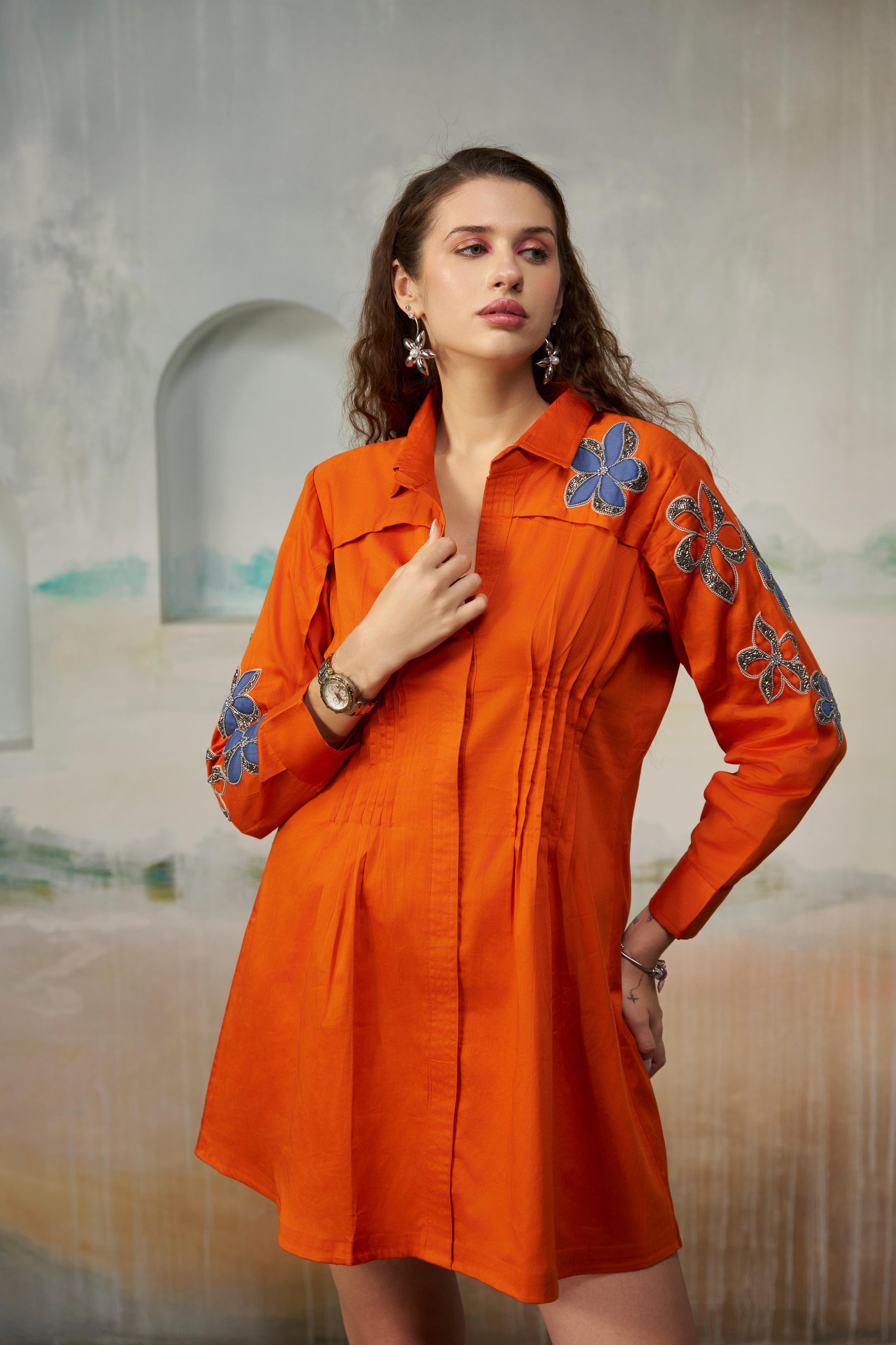 Vibrant Orange Tunic Dress DIYA ASWANI Vibrant Orange Tunic Dress DIYA ASWANI