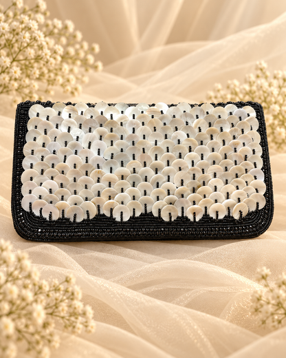 Pearl Black Beaded Clutch (Big)
