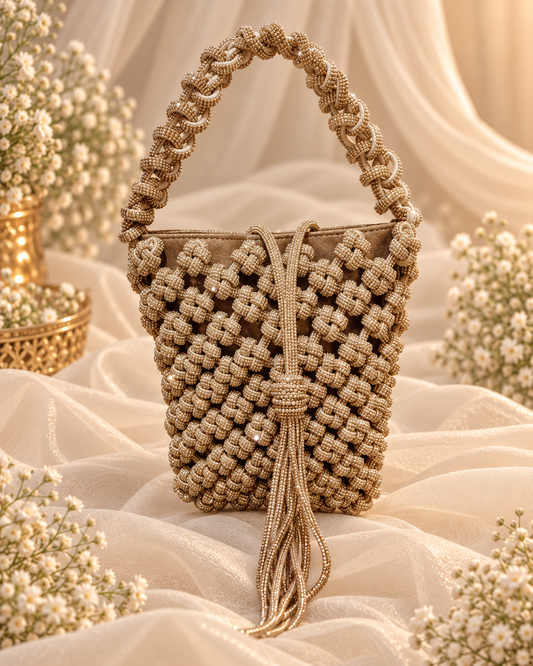 Golden Beaded Bridal Bag (Big)